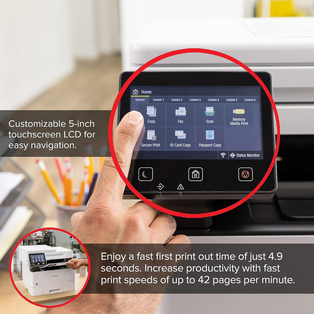 Canon imageCLASS MF465dw - Monochrome Duplex Wireless Laser Printer, All-in-One with Scanner, Copier, Fax, Home or Office, Auto Document Feeder, Mobile Ready, 3 Year Limited Warranty, 42 PPM, White