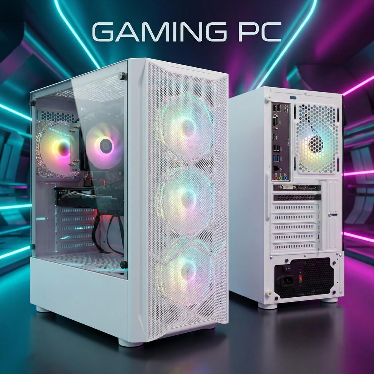STGAubron Gaming Desktop PC, Intel Core i7 3.4G up to 3.9G, 32G RAM, 1T SSD, Radeon RX 5700 8G GDDR6, WiFi 6, BT 5.0, RGB Fan x 4, Windows 11 Home