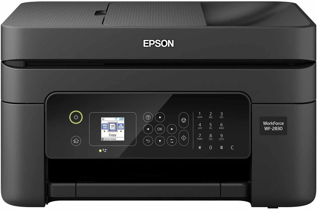 Epson Workforce WF-2830 Wireless Color Inkjet All-in-One Printer, Print Scan Copy and Fax, Automatic 2-Sided Printing, 1. 4" Color LCD, 100-sheet Paper Tray, Wi-Fi Direct Connectivity, Black