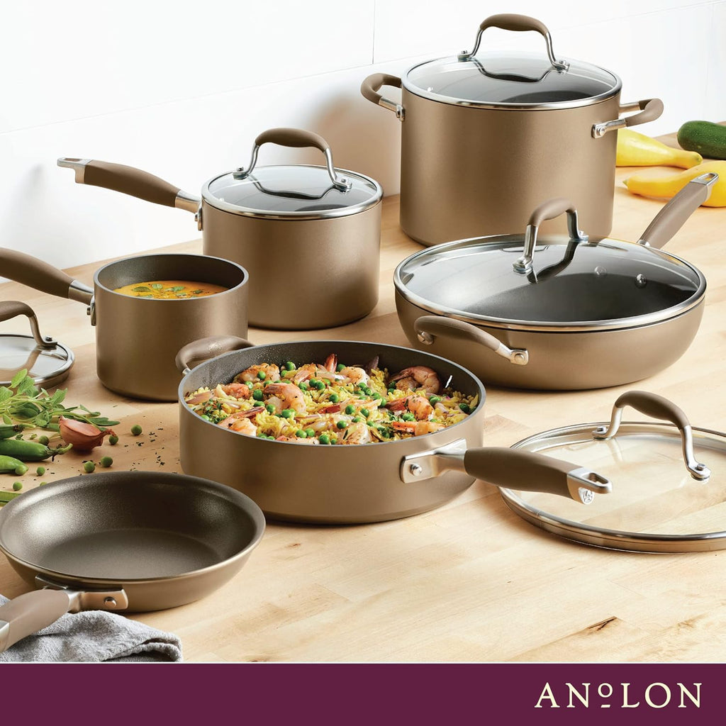 Anolon Advanced Home Hard-Anodized Nonstick 11-Piece Cookware Set (Bronze)