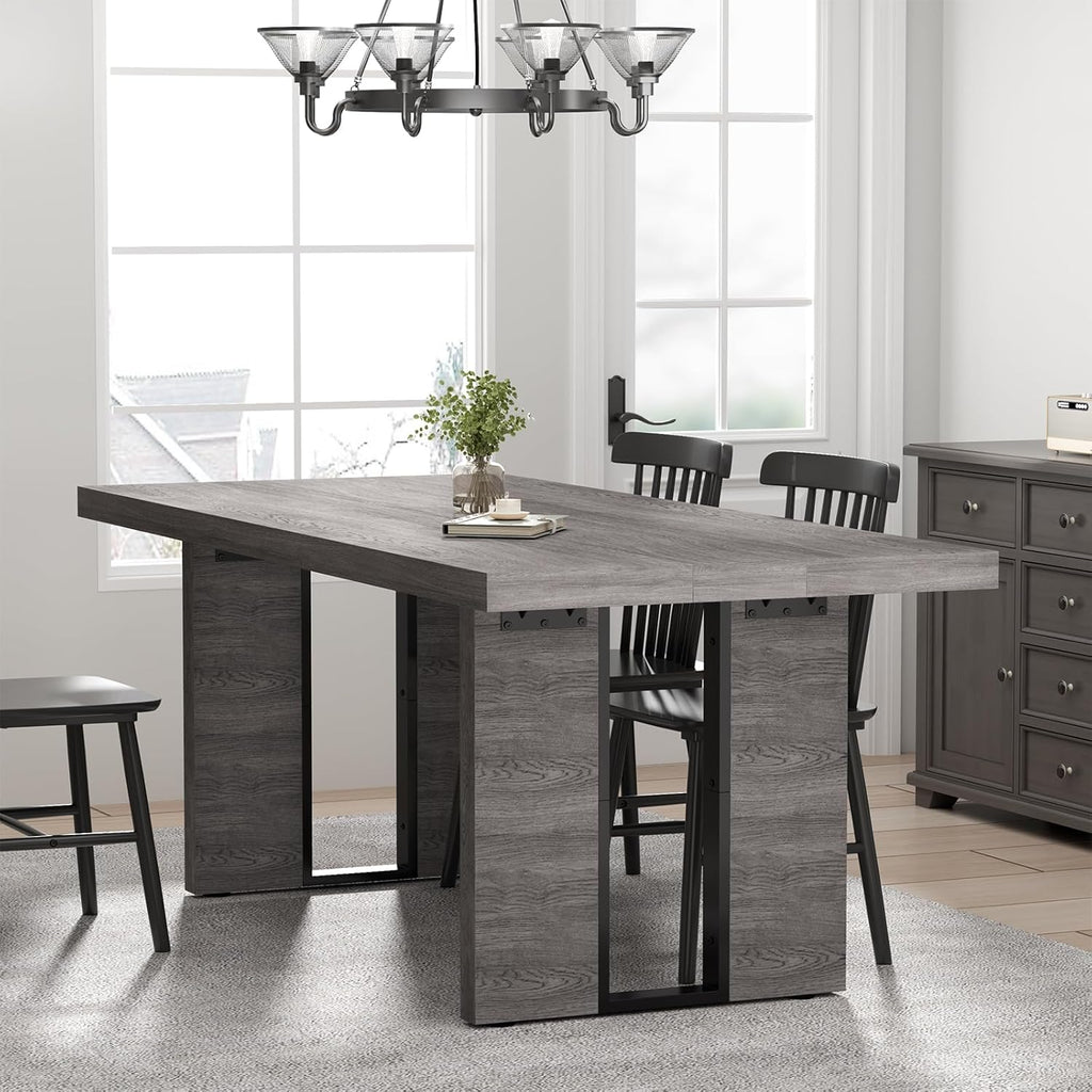 Loomie 70.8 Inch Dining Table, Rustic Farmhouse Kitchen Table for 6-8 People, Large Dinning Room Furniture Rectangle Dinner Table for Living Room, Apartment, Home Office, Vintage Grey