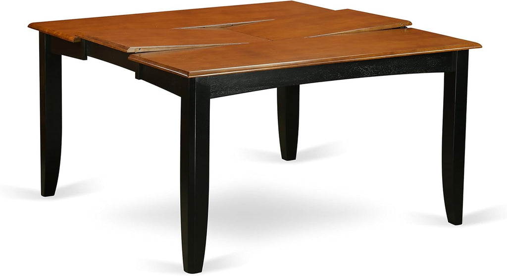 East West Furniture PFNO9-BCH-W 9 Piece Dining Room Table Set Includes a Square Kitchen Table with Butterfly Leaf and 8 Dining Chairs, 54x54 Inch, Black & Cherry