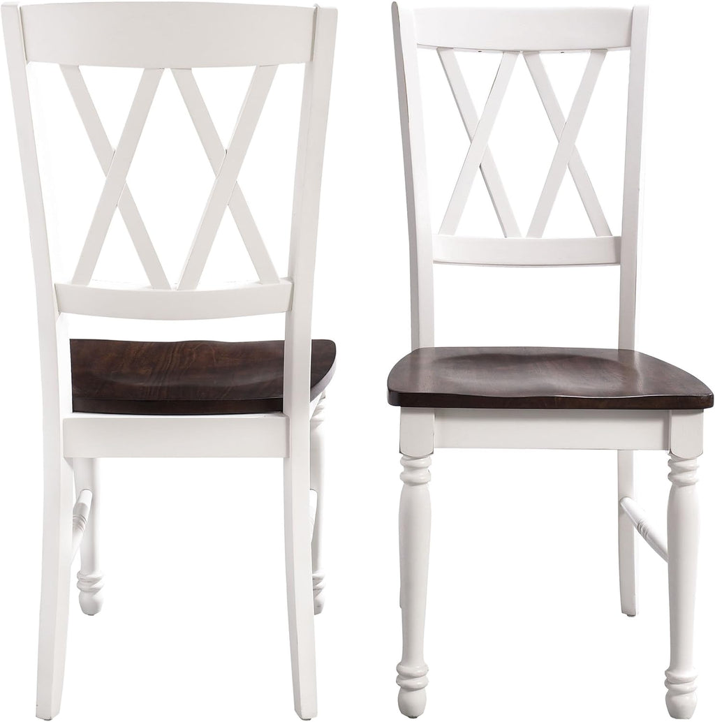 Crosley Furniture Shelby 7-Piece Traditional Dining Table Set for 6, Dinner Tables with Kitchen Chairs, Distressed White