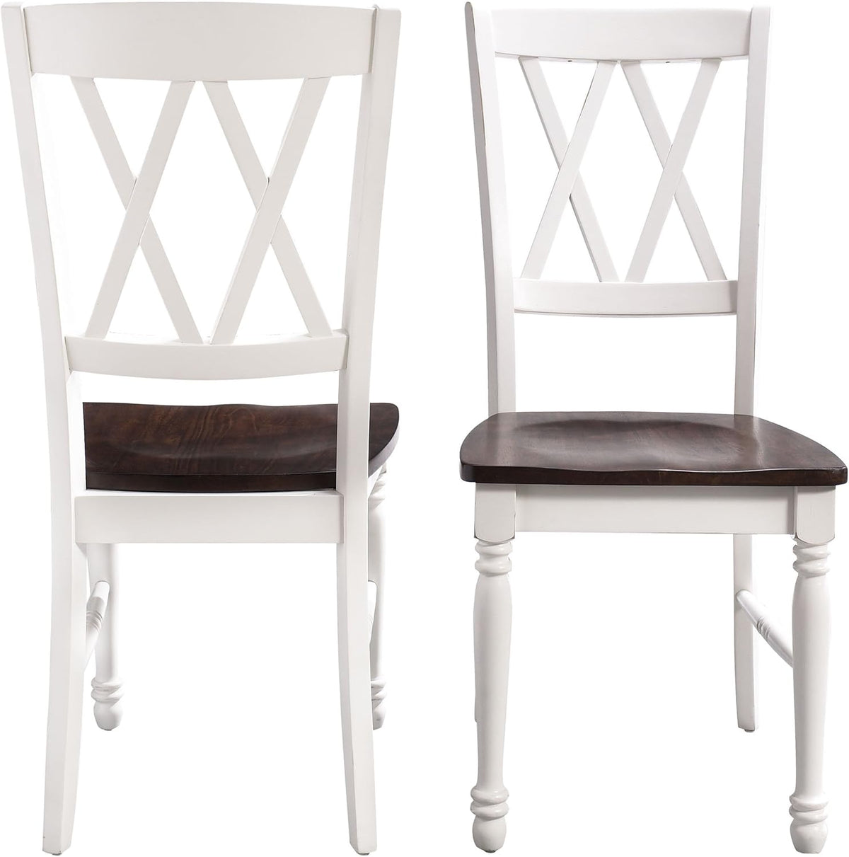 Crosley Furniture Shelby 7-Piece Traditional Dining Table Set for 6, Dinner Tables with Kitchen Chairs, Distressed White