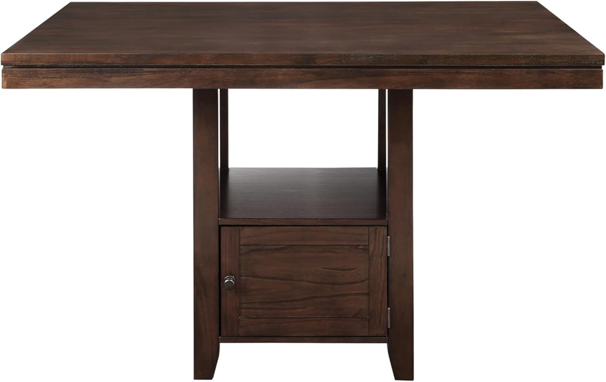 Steve Silver Furniture Yorktown 7-Piece Counter Table Set, 60" Table w/ 6 Upholstered Counter Chairs, Seats up to 8, Dining Room, Hidden Base Storage, 60" L x 42" W x 36" H, Espresso Brown