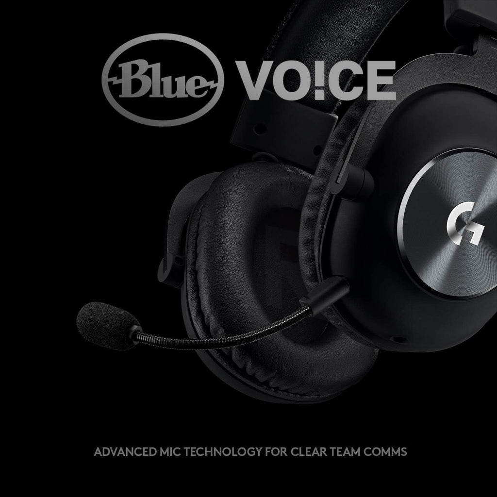 Logitech G Pro X Wired Gaming Headset: Blue VO!CE Detachable Boom Mic, DTS 7.1, 50 mm Drivers, USB/3.5mm Aux, Spare Memory Foam Ear Pads, USB DAC & Bag Included - Black