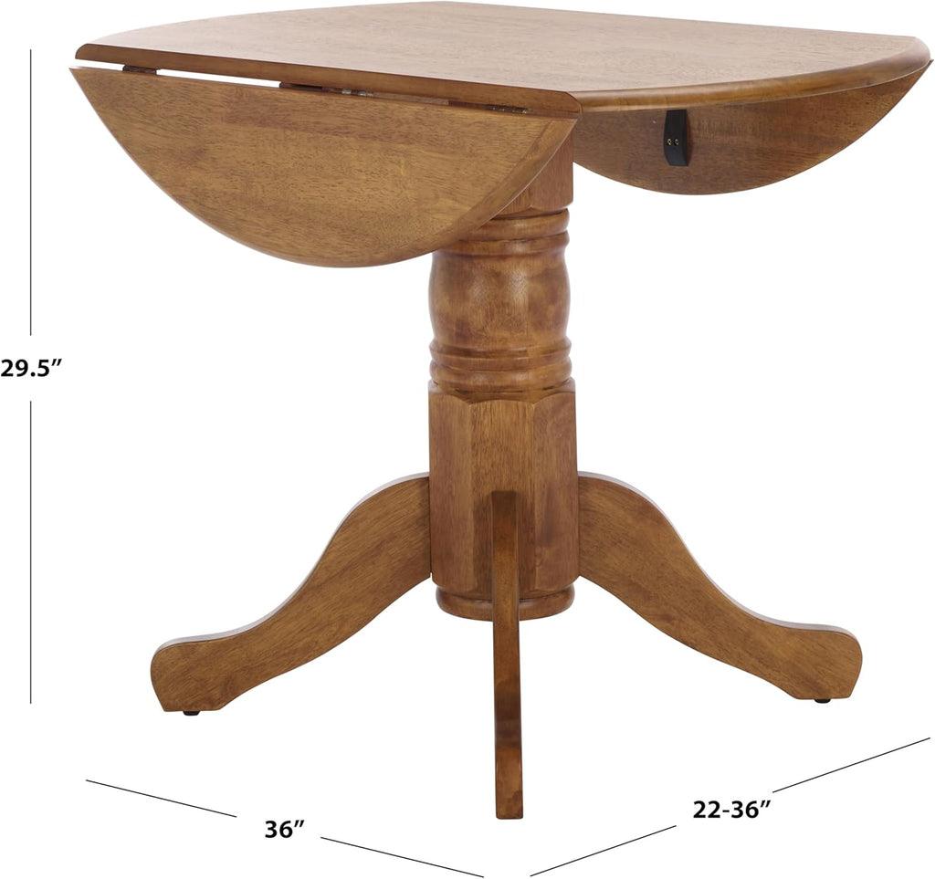 SAFAVIEH Furniture - Dakari 22"- 36" Drop Leaf Dining Table - Dark Walnut Compact Expandable Solid Wood Kitchen Table for Small Spaces (DTB8500C)