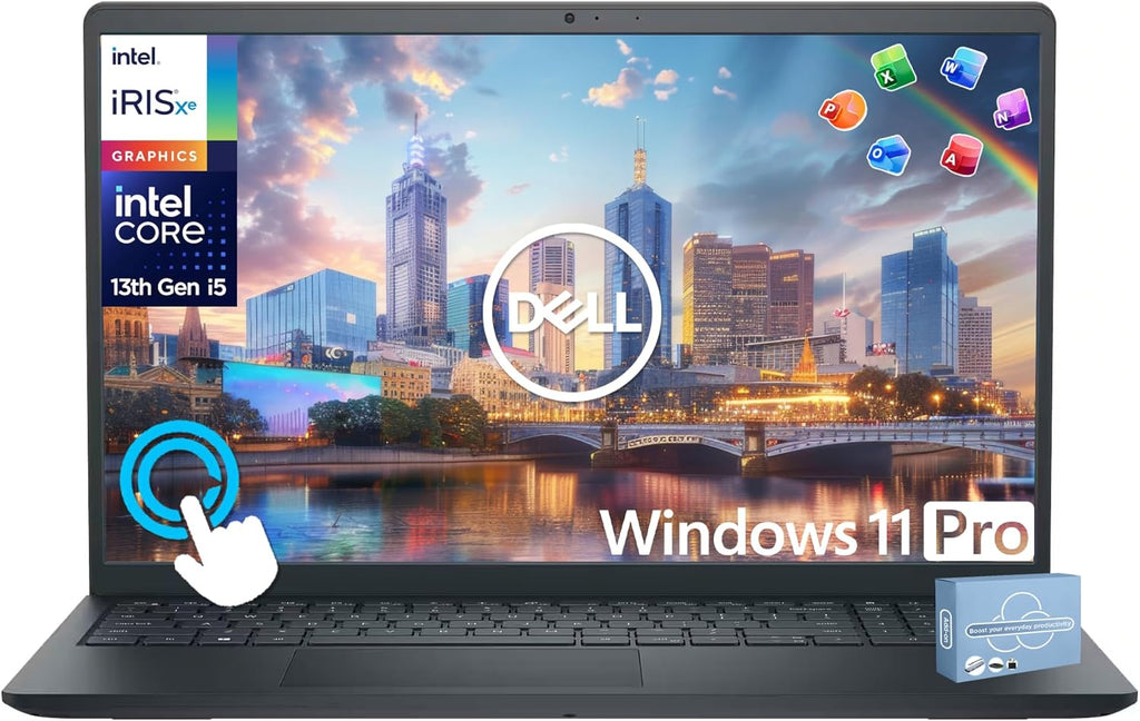 Dell Inspiron 15 Touchscreen Laptop for 2025-2026 Business Student Home, AI Computer, 15.6" FHD, 10-Core Intel i5, 32GB RAM, 1TB Storage (512GB SSD+500GB Ext) MarxsolAddon, Win 11 Pro, Lifetime Office