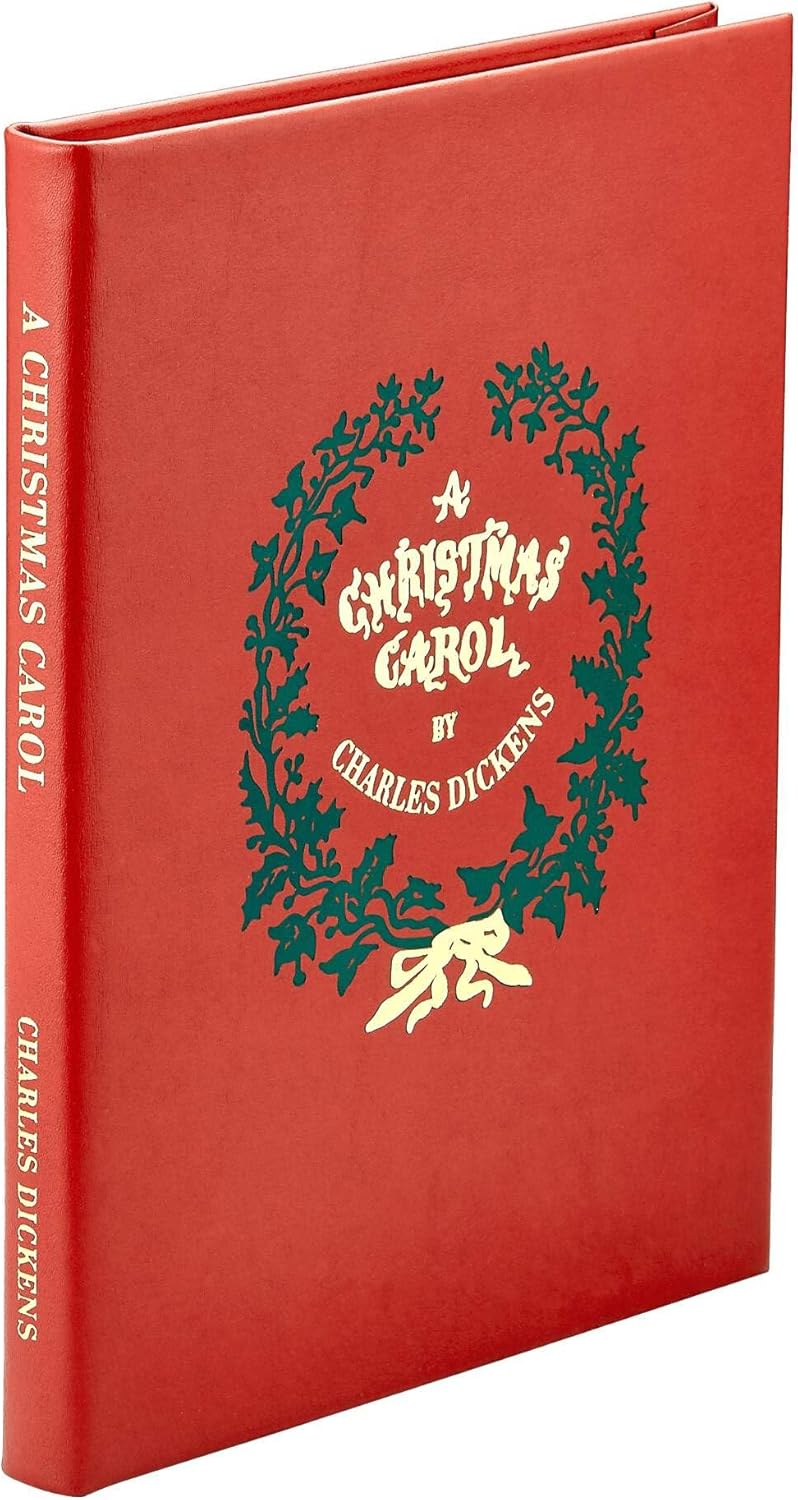 Graphic Image A Christmas Carol - Leather Bound Book Red - Fine Collectible Edition - Made in USA Quality Leather - Made in USA