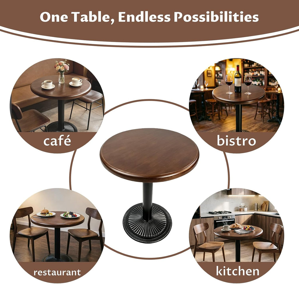 24 Inch Small Round Dining Table for 2, Sturdy Bistro Tulip Table with 1.57" Thick Tabletop, Stable Metal Pedestal Base, Easy Assembly, Space-Saving Kitchen Table for Apartment, Dining Room, Café, Pub
