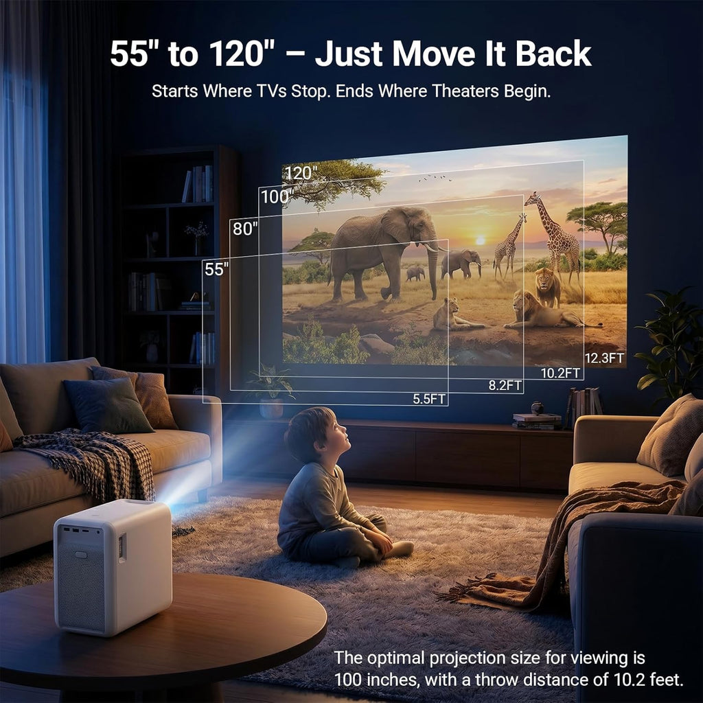 Smart 4K Projector with WiFi and Bluetooth,Built-in Apps,2800 ANSI,Auto Focus & Keystone,Home Theater Movie Projector for Indoor Bedroom Cinema Gaming & Outdoor