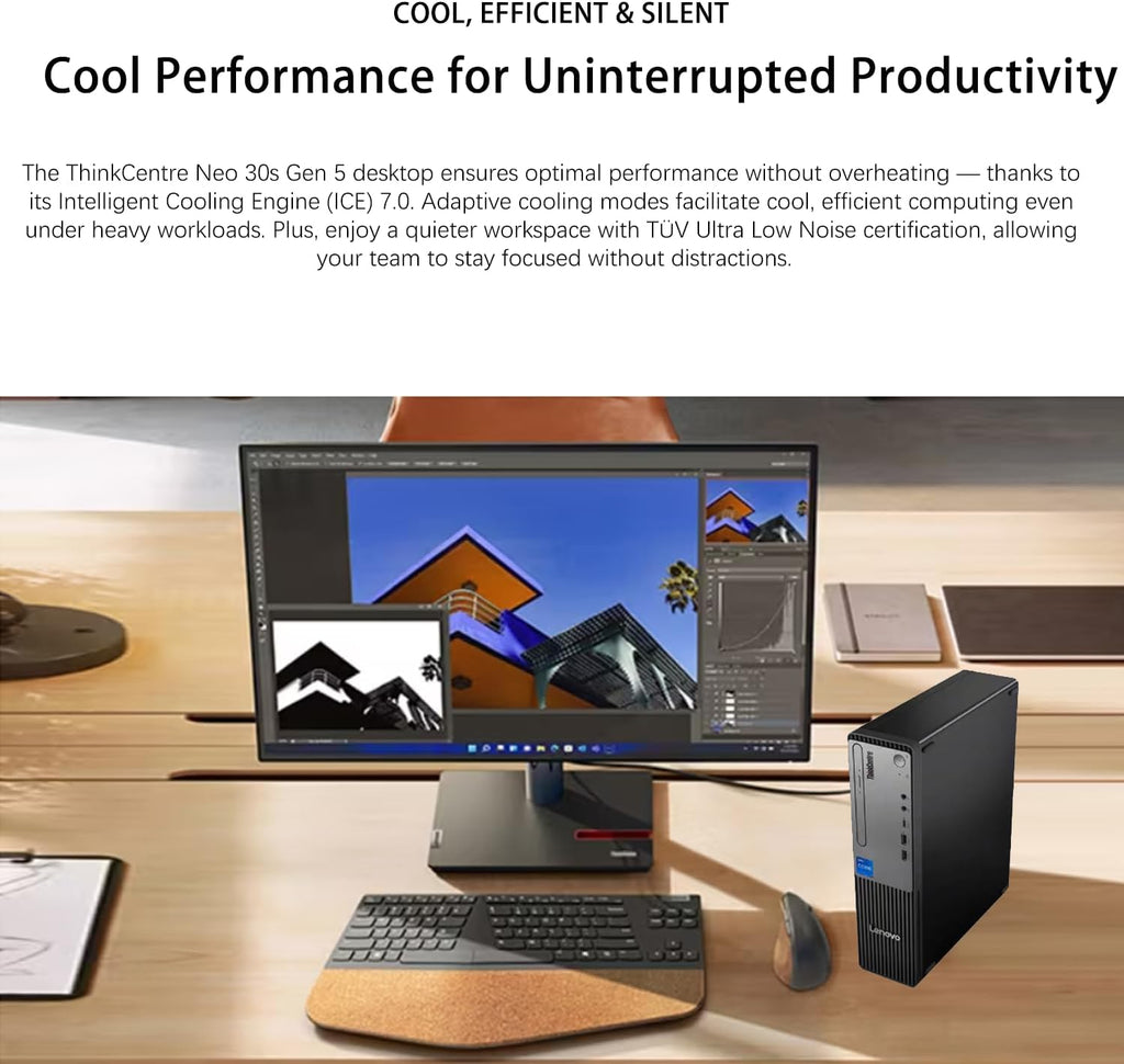 Lenovo ThinkCentre Small Form Factor Business Desktop, 13th Gen Intel Core i7-13620H, 16GB DDR5, 512GB SSD, HDMI, VGA, Wi-Fi, Wired KB & Mouse, Windows 11 Pro, Bundle with Adata 64GB USB Flash Drive