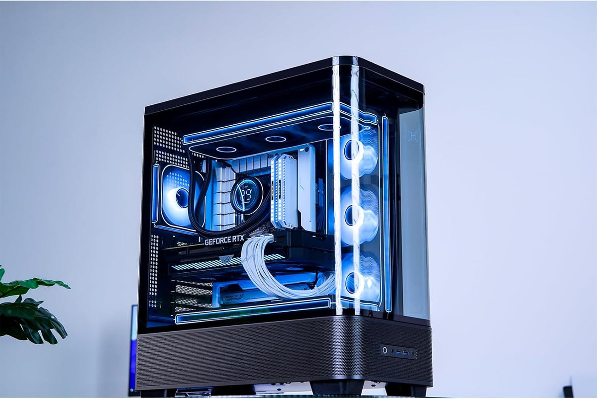 JONSBO TK-5 Black ATX PC Case, Hyperbolic Ultra Wide Scene Back-Connect Desktop Case,10 Fan Positions,High Compatibility,Supports BTF MB,460mm GPU/360AIO/180mm Air Cooler,ATX PSU,Mid Tower Case Black