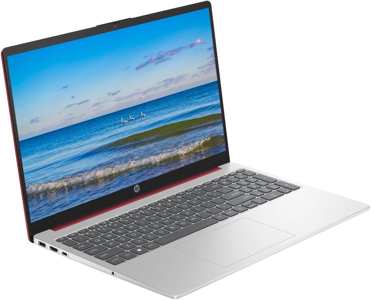 HP 2024 Portable 15'' HD Micro-Edge IPS Laptop, Intel Pentium Processor Up to 3.68GHz, 16GB DDR4, 128GB SSD, HDMI, Webcam, Ultra-Fast 6th Gen WiFi, Windows 11 OS, Dale Red (Renewed)