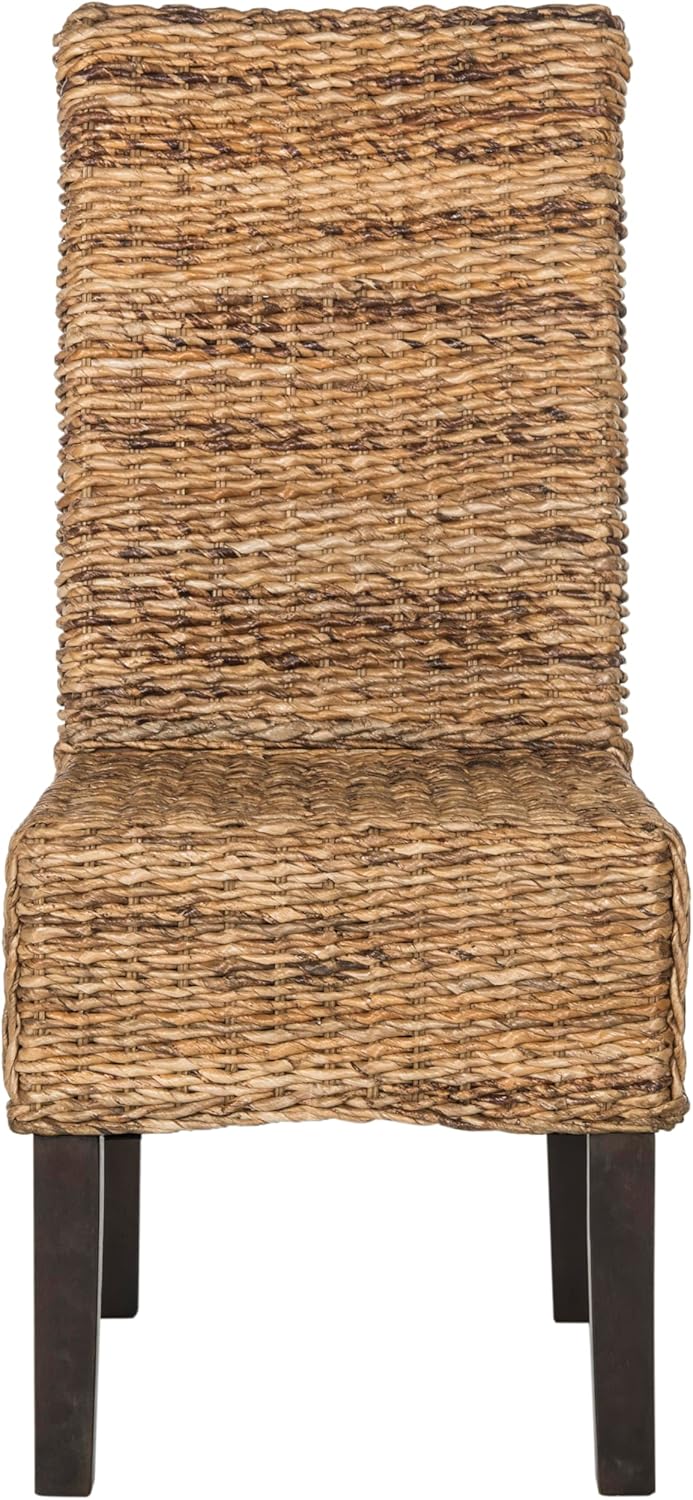 SAFAVIEH Home Collection Avita Natural Rattan & Abaca Wicker Dining Chair Set of 2, Coastal Woven Dining Chairs with Pine Wood Legs, 18-Inch Seat Height (SEA8012A-SET2)
