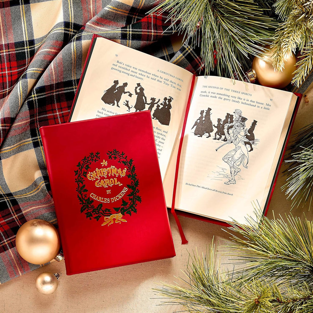 Graphic Image A Christmas Carol - Leather Bound Book Red - Fine Collectible Edition - Made in USA Quality Leather - Made in USA