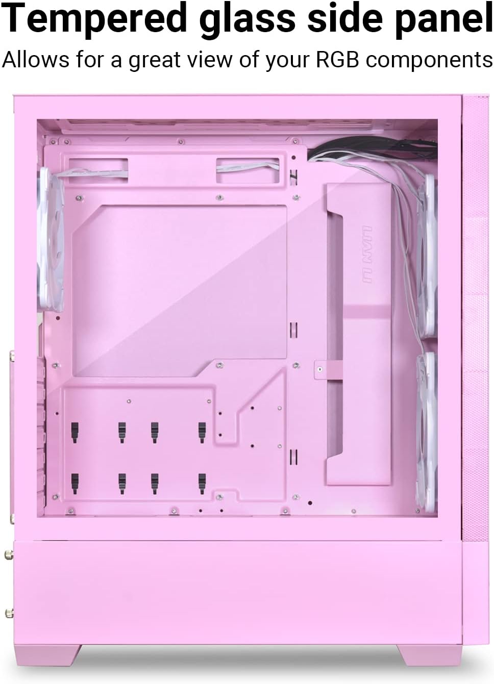 LIAN LI High Airflow ATX PC Case, RGB Gaming Computer Case, Mesh Front Panel Mid-Tower Chassis w/ 3 ARGB PWM Fans Pre-Installed, USB Type-C Port, Tempered Glass Side Panel (LANCOOL 205 MESH C, Pink)