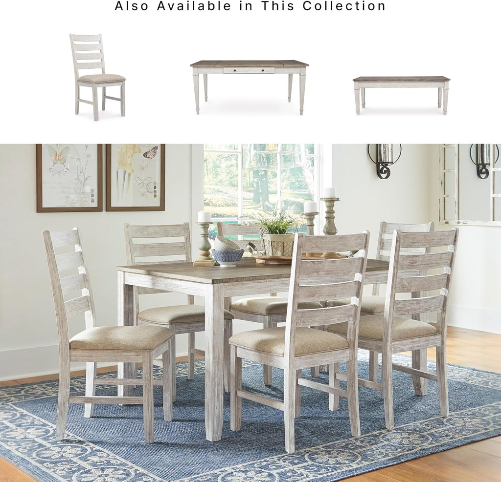 Signature Design by Ashley Skempton Modern Farmhouse Dining Room Chair, 2 Count, Ladderback Design, Wood, 17.75" W x 21.5" D x 38.63" H, White and Light Brown