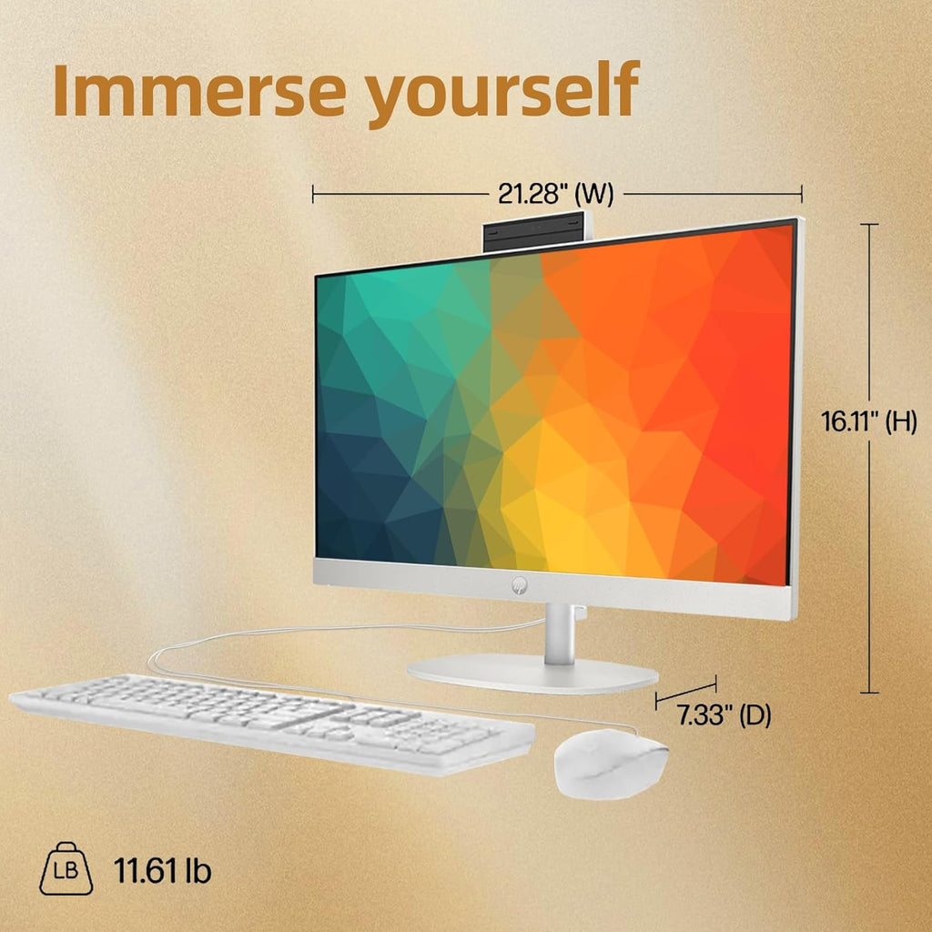 HP 24 inch All-in-One Desktop Computer, FHD IPS Display, Touch Screen, Intel Core i3, 8GB DDR4, 512GB SSD, Intel UHD Graphics, HDMI, USB-C/A, RJ45, Keyboard & Mouse, Anti-Glare, WiFi6, Win 11 Pro