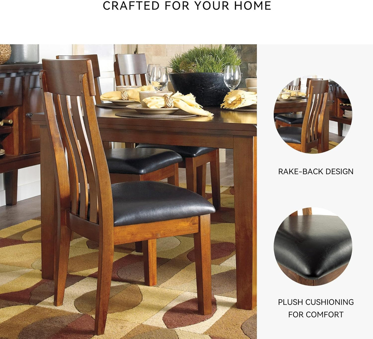 Signature Design by Ashley Ralene Rake Back 19" Dining Room Chair 2 Count, Medium Brown