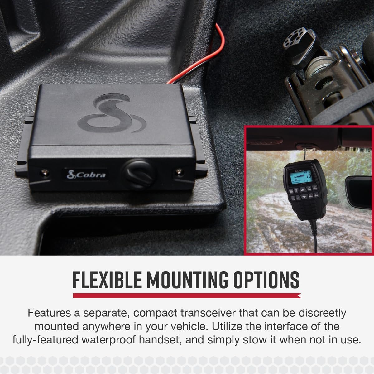 Cobra 75 All Road Wireless CB Radio - Dual-Mode AM/FM, Full 40 Channels, Bluetooth Connectivity, Digital Noise Cancellation, Waterproof, Instant Channel 9, 4-Watt Output, Easy to Operate, Black