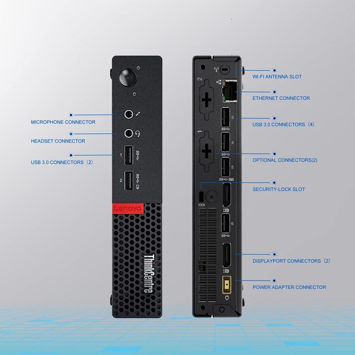 Lenovo ThinkCentre M710q Tiny Desktop, Core 6th Gen, 8GB DDR4 RAM, 256GB SSD, DisplayPort, Keyboard & Mouse, WiFi, BT, Windows 11 Pro (Renewed)