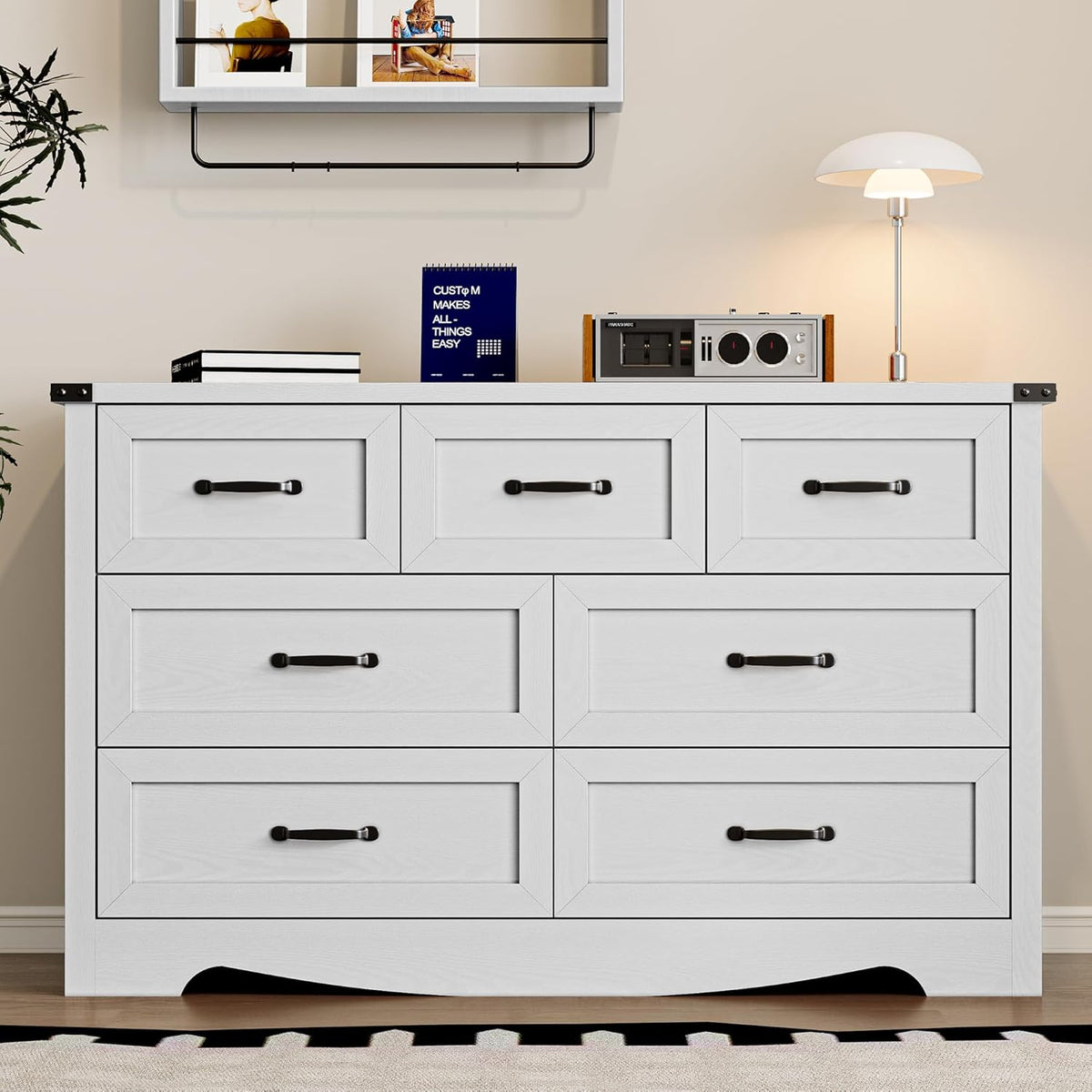 BORNOON 7-Drawer Dresser for Bedroom, Modern Wooden Chest of Drawers with Metal Handles, Anti-Tipping Design, Sturdy and Stable Storage Organizer for Living Room, Entryway, Home Office