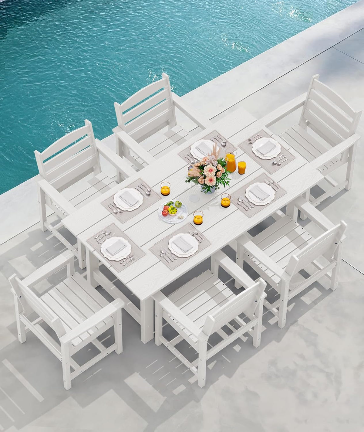 SERWALL Patio Dining Chair Set of 2, White