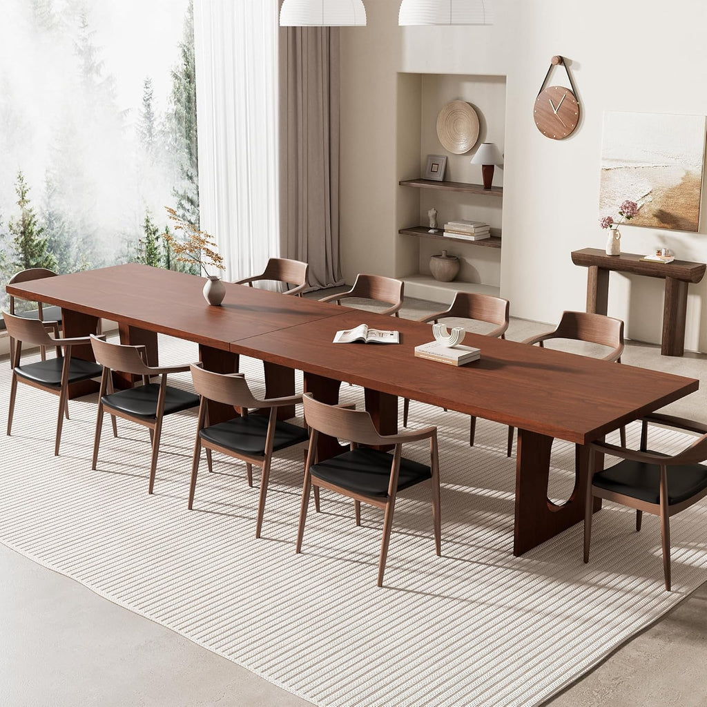 GarveeHome Dining Table for 6-8 People - 71" Modern Long Kitchen Table with Large Tabletop & Heavy Duty Pedestal Legs, Dinner Table for Kitchen, Conference Room, Home, Walnut