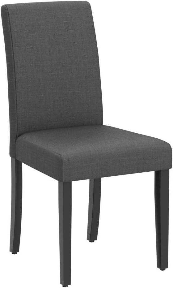 Yaheetech Dining Chairs Set of 4 Fabric Parson Upholstered Kitchen Chairs with Padded Seat and Solid Wood Legs for Dining Room/Restaurant, Armless Design, Dark Grey