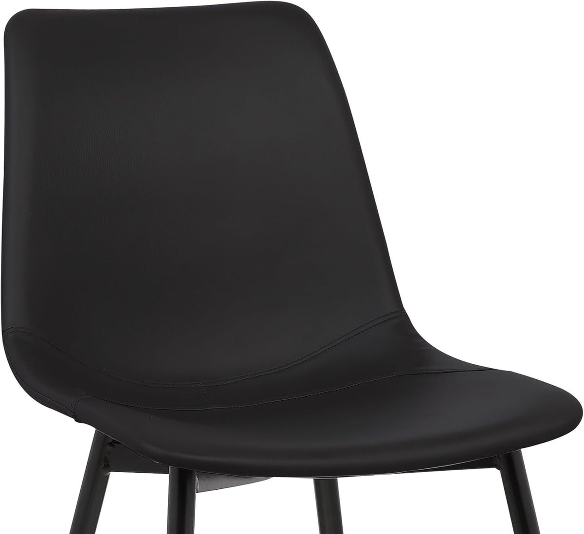 Armen Living Monte Mid Century Modern Dining Accent Chair for Table Kitchen Desk Vanity in Black Faux Leather with Black Metal Legs