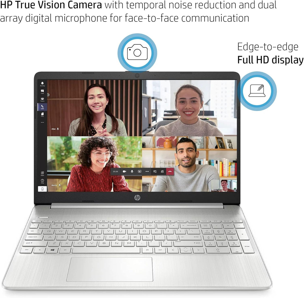 HP Windows 11 Pro 15 15.6" FHD Business Laptop Computer,11th Gen Intel Core i5-1135G7, 16GB RAM 512GB SSD, Intel Iris Xe Graphic, Numeric Pad, Long Battery Life, Wi-Fi 5, Bluetooth 4.2, USB, w/Battery