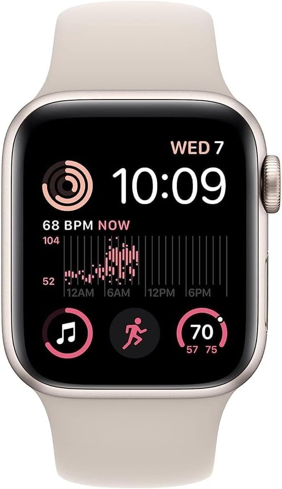 Apple Watch SE (2nd Gen) (GPS + Cellular, 40mm) - Starlight Aluminum Case with Starlight Sport Band, S/M (Renewed)