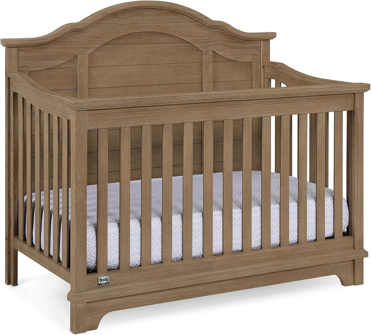 Delta Children Simmons Kids Asher 6-in-1 Convertible Crib with Toddler Rail, Aged Oak