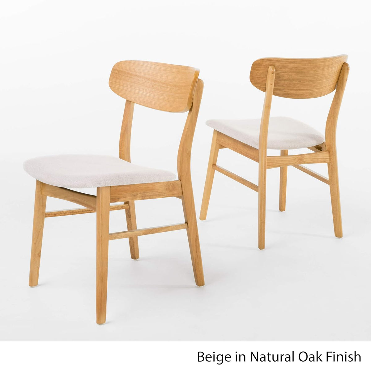 Christopher Knight Home Lucious Curved Leg Rectangular Dining Set, 5-Pcs Set, Natural Oak / Light Beige