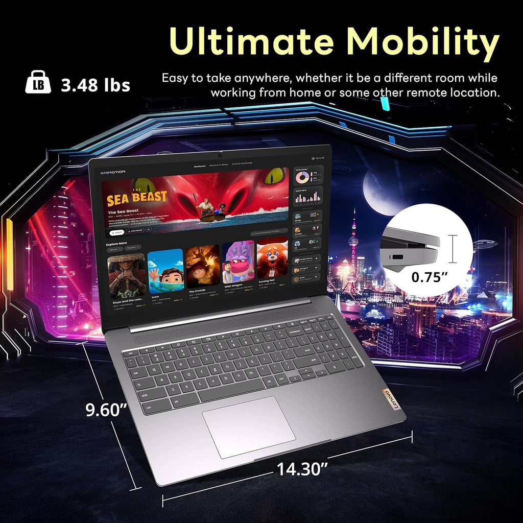 Lenovo Chromebook Flagship 15.6" FHD Laptop Computer for Business Student, Intel Celeron N4500, 4GB RAM, 320GB Storage (64GB eMMC+ 256GB Card), WiFi 6, Long Battery, Chrome OS +MarxsolAccessory