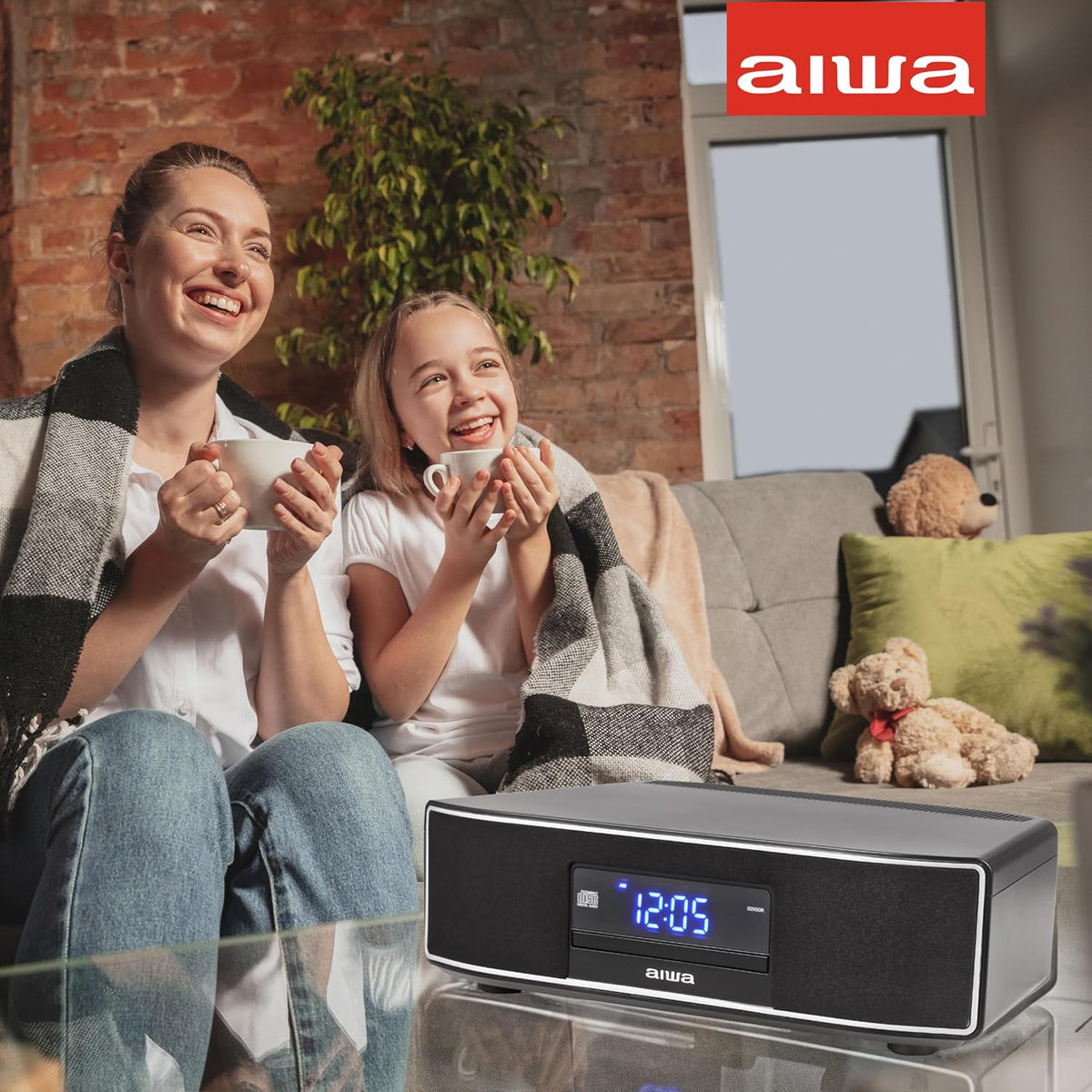 AIWA Exos Home Speaker, Premium 30W RMS Sound System with CD Player, Bluetooth Connectivity, FM Radio, Optical Digital Input, Dual 1” Tweeters + Dual 2” Bass Units, IR Remote Control