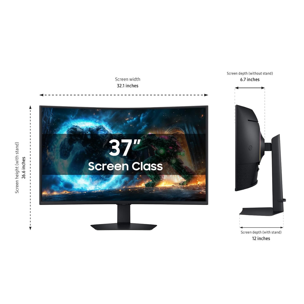 Samsung 37” Odyssey G7 (G75F) 4K UHD Resolution, 165Hz, Curved Gaming Monitor, 1ms Response Time (GtG), VESA DisplayHDR™ 600, AMD FreeSync™ Premium Pro, LS37FG75DENXZA, 2025