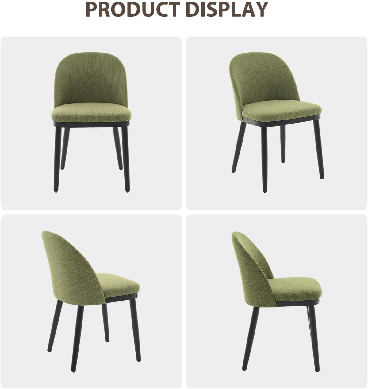 Garvee Wooden Dining Chairs Set of 6, Upholstered Kitchen Dining Room Chair, Modern Linen Fabric Farmhouse Dinner Chair with Leveling Feet/High Backrest Support for Dining Room, Living Room,Green