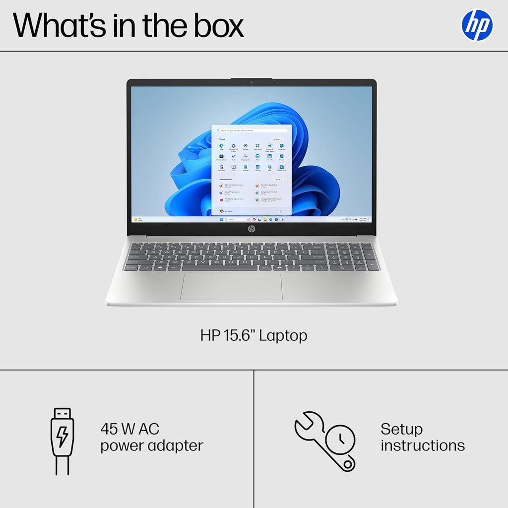 HP 15.6 inch Laptop, HD Touchscreen Display, AMD Ryzen 3 7320U, 8 GB RAM, 128 GB SSD, AMD Radeon Graphics, Windows 11 Home in S Mode, Natural Silver, 15- fc0099nr