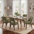 UVV Wooden Dining Chairs Set of 6, Mid Century Modern Chenille Upholstered Dining Room Chair Kitchen Chairs, Farmhouse Dinner Chair with Solid Wood Legs for Kitchen Dining Room, Green
