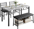 IRONCK Dining Table Set for 4, Kitchen Table with Upholstered Bench and 2 Chairs, Kitchen Table and Chairs Set for Small Space, Apartment, Gray