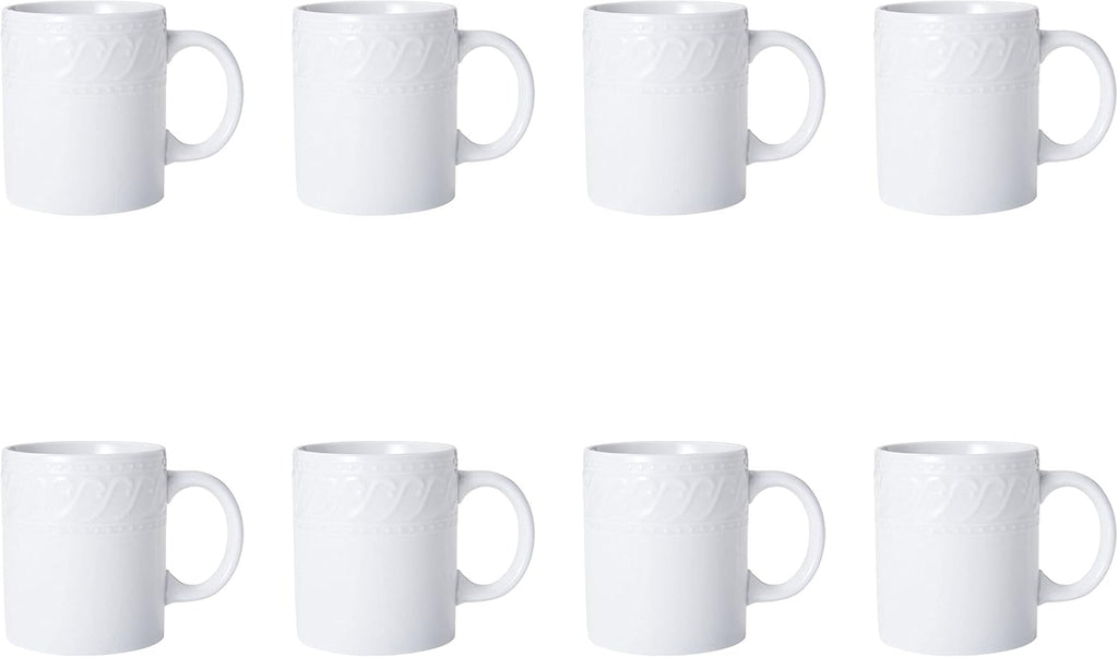 Pfaltzgraff Sylvia 32-Piece White Dinnerware Set, Service for 8, Durable Stoneware Plates, Bowls, and Mugs, Microwave and Dishwasher Safe