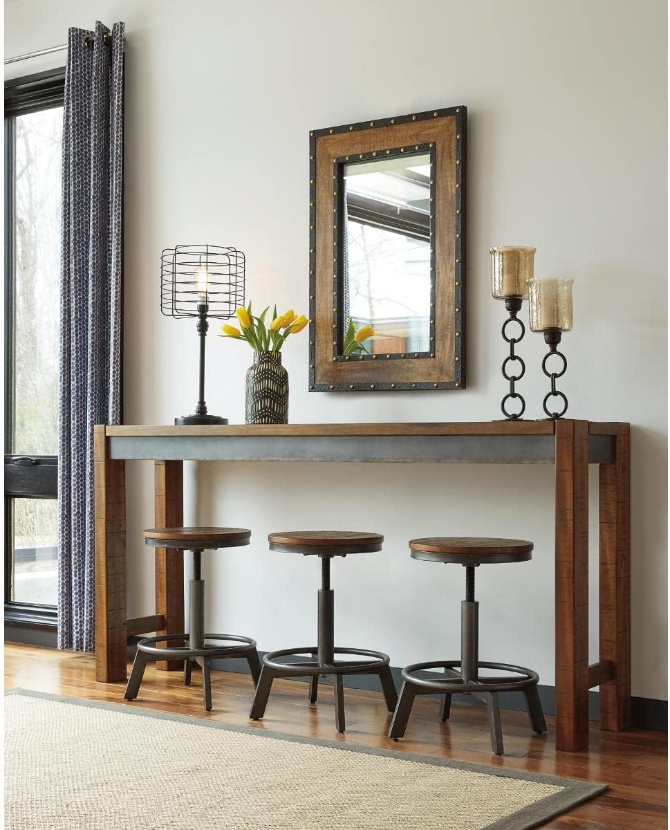 Signature Design by Ashley Furniture Torjin Long Counter Height Table, Seats up to 3, Wood, 72.13" W x 16" D x 36" H, 2-tone Brown
