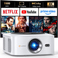 HAPPRUN 1500 ANSI Lumens Outdoor Projector with Built-in Streaming Apps, 4K Decoding Resolution, Auto Focus, Dolby Audio, Smart Projector with WiFi 6 and Bluetooth 5.2, Indoor Home Theater