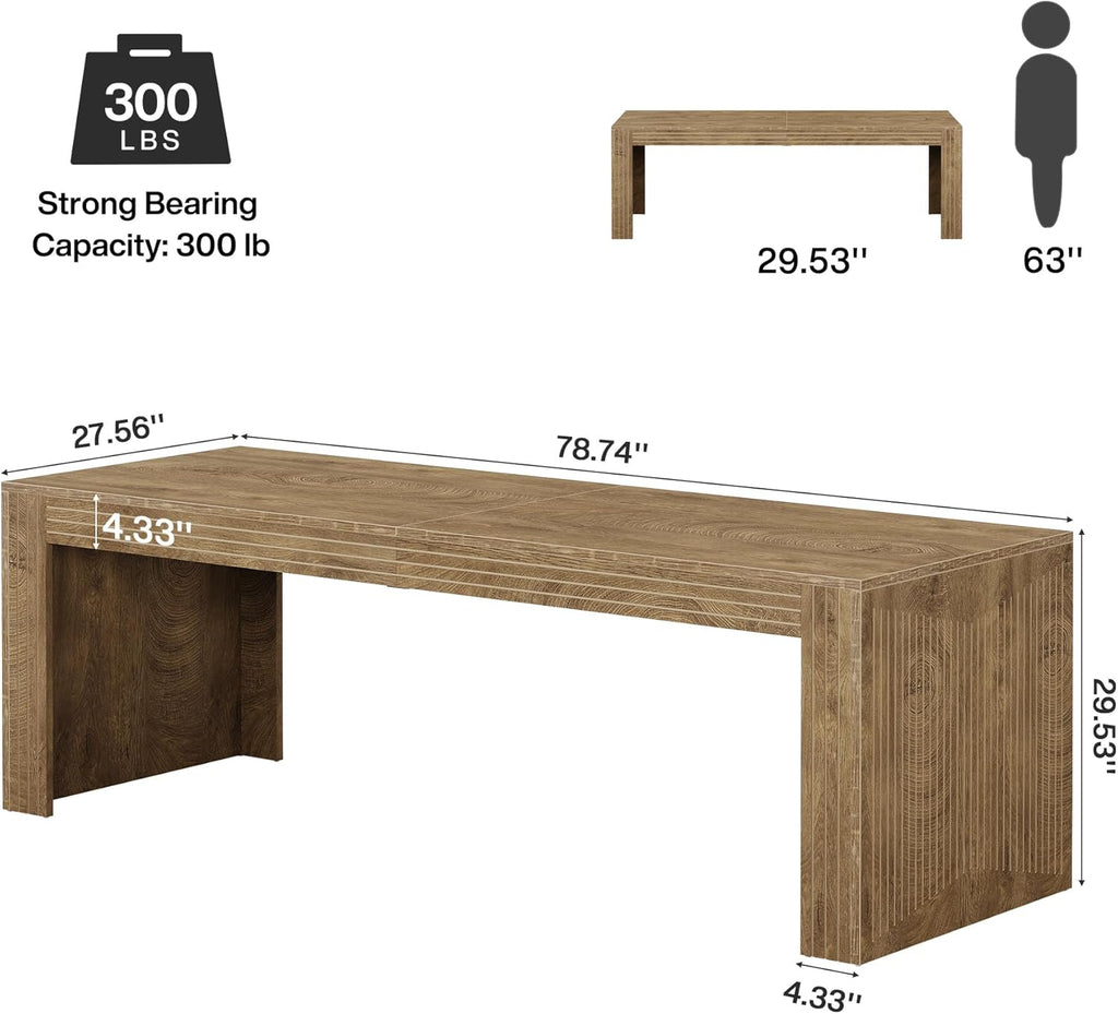 Tribesigns 79-Inch Extra Long Desk, Two Person Double Desk for Home Office, Wooden Long Computer Desk Writing Table for Office, Natural Oak