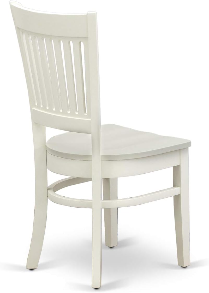 East West Furniture ANVA5-LWH-W 5 Piece Kitchen Table Set for 4 Includes a Round Dining Room Table with Pedestal and 4 Solid Wood Seat Chairs, 36x36 Inch, Linen White