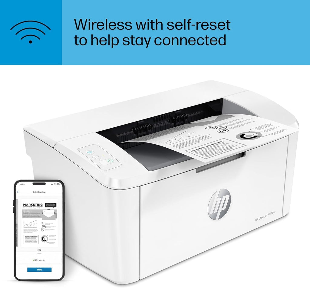 HP LaserJet M110w Wireless Monochrome Printer (7MD66F) (Renewed Premium)