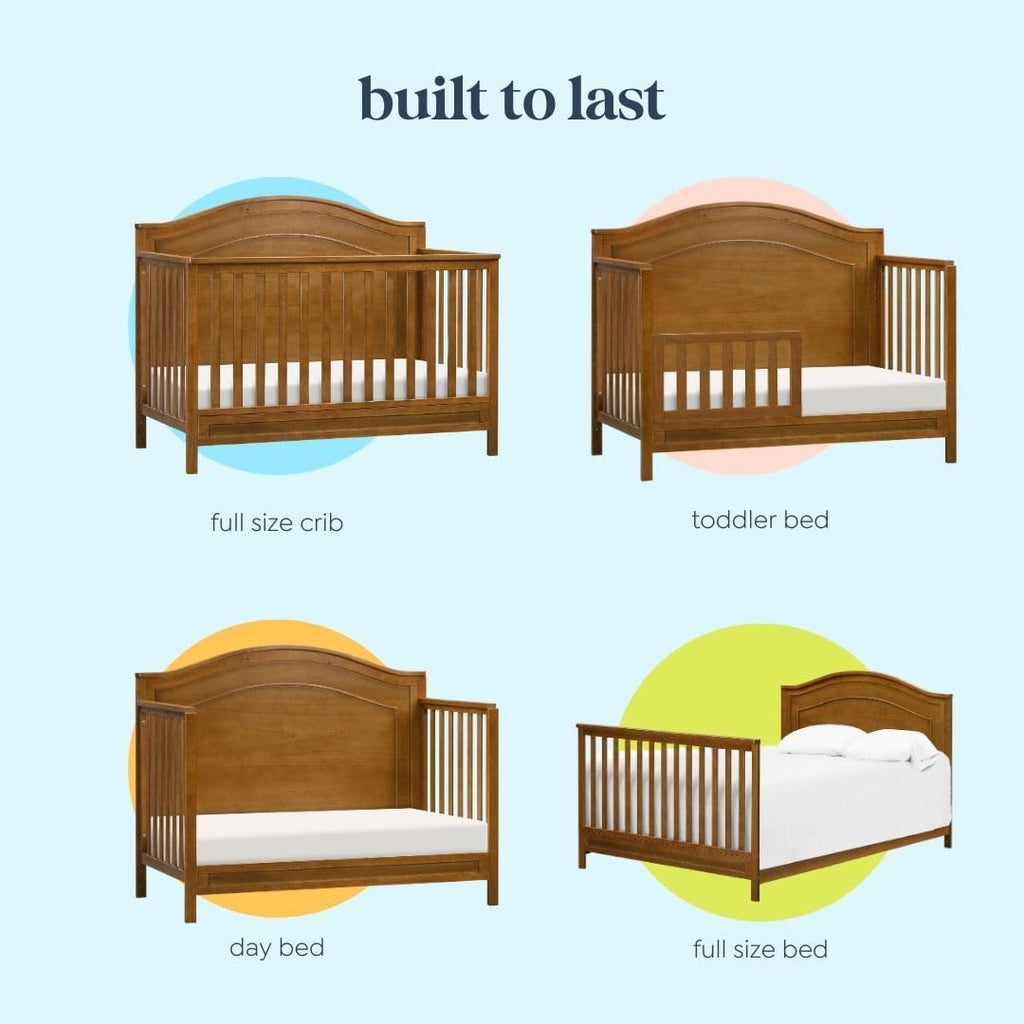 Davinci Charlie 4-in-1 Convertible Baby Crib - GREENGUARD Gold Certified Convertible Crib to Toddler Bed, Daybed, Full-Size Wooden Bed, Durable, 4 Adjustable Mattress Heights - Chestnut