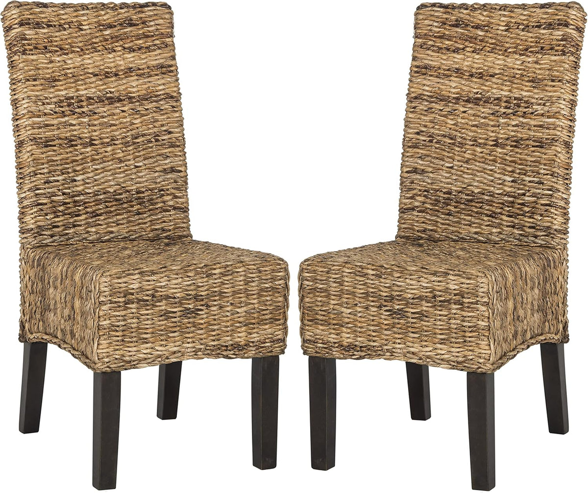 SAFAVIEH Home Collection Avita Natural Rattan & Abaca Wicker Dining Chair Set of 2, Coastal Woven Dining Chairs with Pine Wood Legs, 18-Inch Seat Height (SEA8012A-SET2)